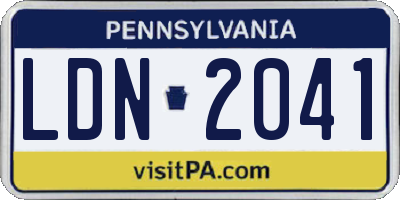 PA license plate LDN2041