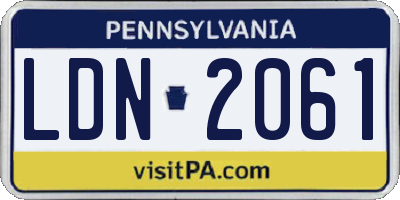PA license plate LDN2061