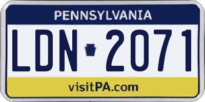 PA license plate LDN2071