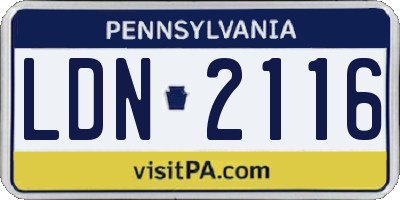 PA license plate LDN2116