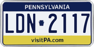 PA license plate LDN2117