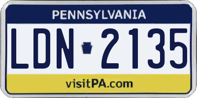 PA license plate LDN2135