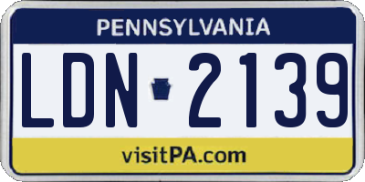 PA license plate LDN2139