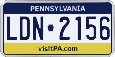 PA license plate LDN2156