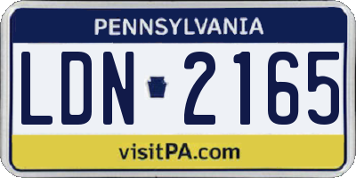 PA license plate LDN2165