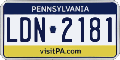 PA license plate LDN2181