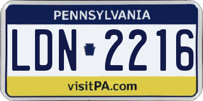 PA license plate LDN2216
