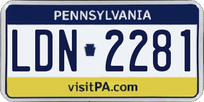 PA license plate LDN2281