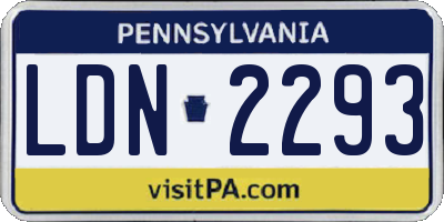 PA license plate LDN2293