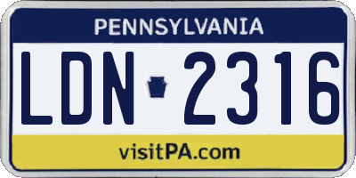 PA license plate LDN2316