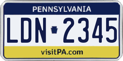 PA license plate LDN2345
