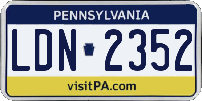 PA license plate LDN2352