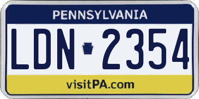 PA license plate LDN2354