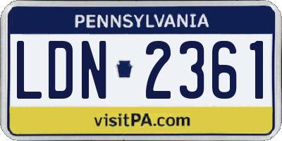 PA license plate LDN2361