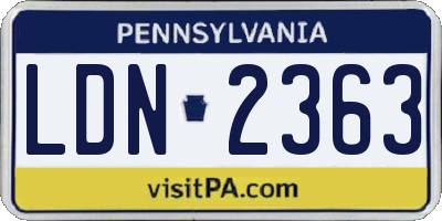 PA license plate LDN2363