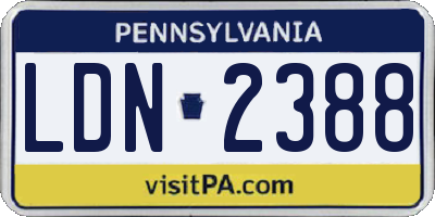 PA license plate LDN2388