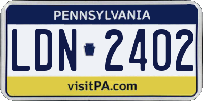 PA license plate LDN2402