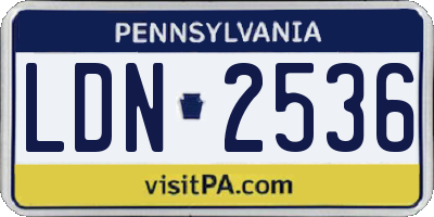 PA license plate LDN2536