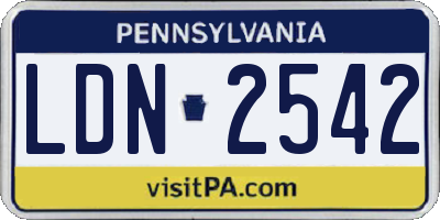 PA license plate LDN2542