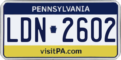 PA license plate LDN2602