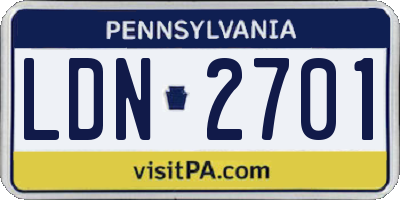 PA license plate LDN2701