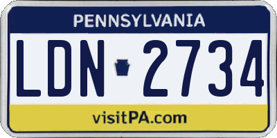 PA license plate LDN2734