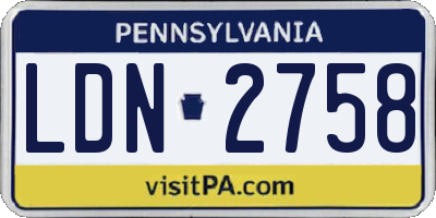 PA license plate LDN2758