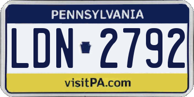 PA license plate LDN2792