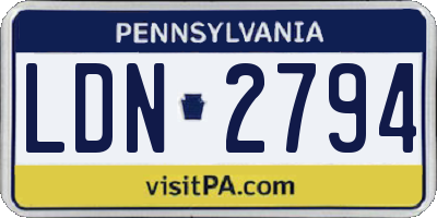 PA license plate LDN2794