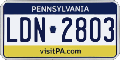 PA license plate LDN2803