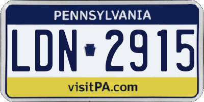 PA license plate LDN2915