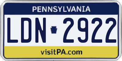 PA license plate LDN2922