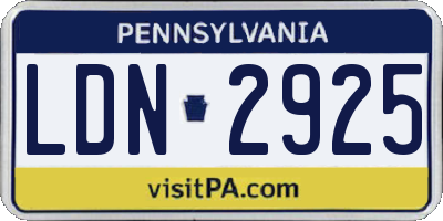 PA license plate LDN2925