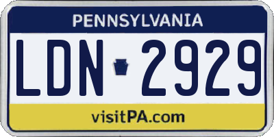 PA license plate LDN2929