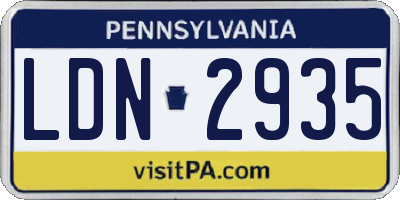 PA license plate LDN2935