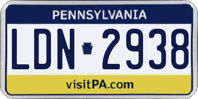 PA license plate LDN2938
