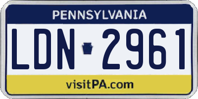 PA license plate LDN2961