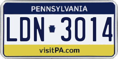 PA license plate LDN3014