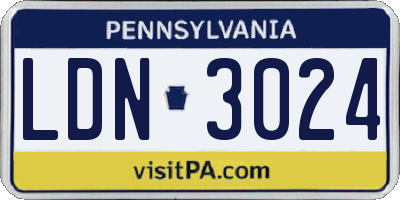 PA license plate LDN3024