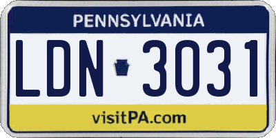 PA license plate LDN3031