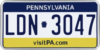 PA license plate LDN3047
