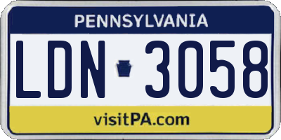 PA license plate LDN3058