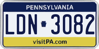 PA license plate LDN3082