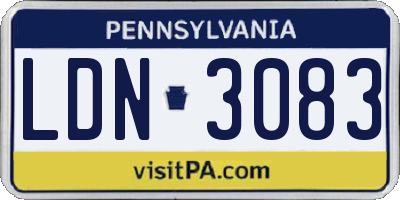 PA license plate LDN3083