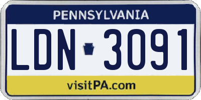 PA license plate LDN3091