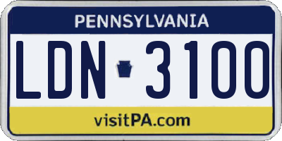 PA license plate LDN3100
