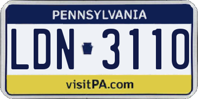 PA license plate LDN3110