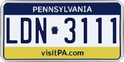 PA license plate LDN3111