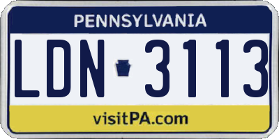 PA license plate LDN3113