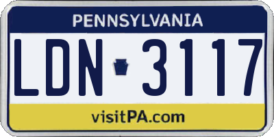 PA license plate LDN3117